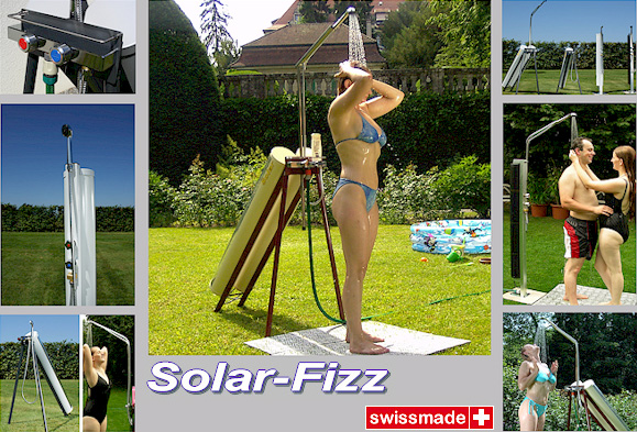 Solar-Fizz Gartenduschen hergestellt von Andy Byland, Schweizer Fabrikat
